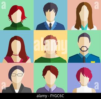 Gruppe von Personen steht Avatare flache Symbole Stock Vektor