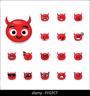 Sammlung von Unterschied Emoticon Teufel Cartoon isoliert auf weißem Hintergrund-Vektor-illustration Stock Vektor