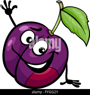 lustige Pflaume Frucht Cartoon illustration Stockfoto