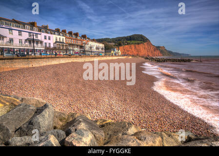 Sidmouth Devon South West England einer beliebten touristischen Küstenstadt in bunte Hdr uk jurassic Küste Stockfoto