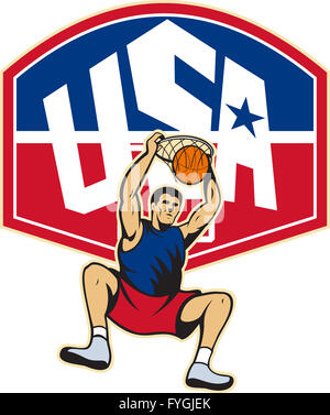 Basketball Spieler Dunking Ball USA Stockfoto