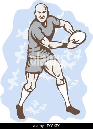 Rugby-Spieler mit Ball Stockfoto