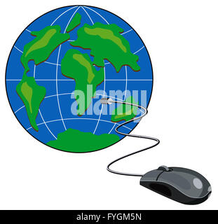 Computer-Maus angeschlossen Globus Retro Stockfoto