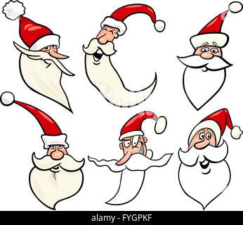 glücklich Weihnachtsmann Cartoon Gesichter Icons set Stockfoto