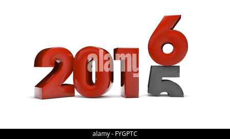 Neujahr-Konzept: Rendern von 2015-2016 ändern Stockfoto