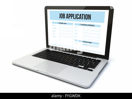 Rendern eines Computers mit Bewerbung auf dem Bildschirm Stockfoto
