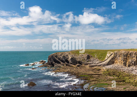 Pen y Holt Bucht und Meer Stapeln Castlemartin Militär Angebot - Pembrokeshire Stockfoto