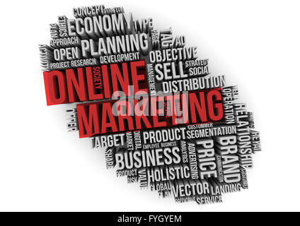 Online-marketing-roten Text auf einer Wolke-Worte Stockfoto