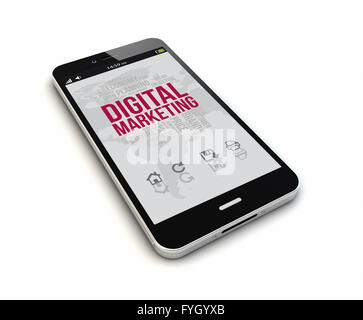 ein original Smartphones mit digitales Marketing auf dem Bildschirm gerendert Stockfoto