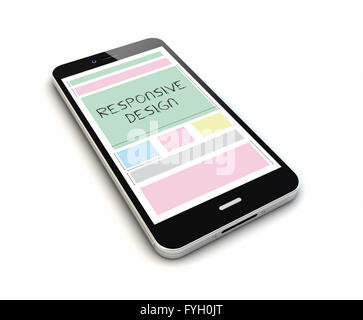 Rendern von einem original-Smartphone mit responsive Design auf dem Bildschirm Stockfoto