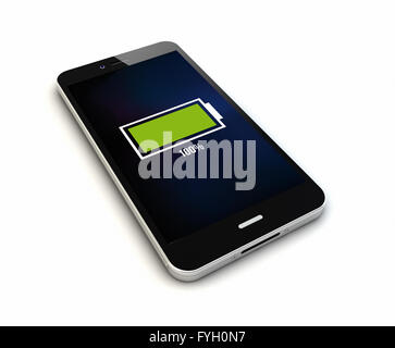 Rendern Sie eine original Smartphones mit voller Batterie-Symbol auf dem Bildschirm. Die Bildschirmgrafik bestehen. Stockfoto