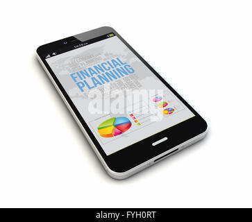 Rendern Sie eine original Smartphones mit Finanzplanung auf dem Bildschirm. Die Bildschirmgrafik bestehen. Stockfoto
