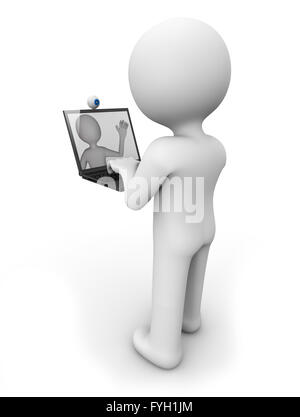Rendern eines Mannes mit einem Laptop eine Videokonferenz zu tun Stockfoto