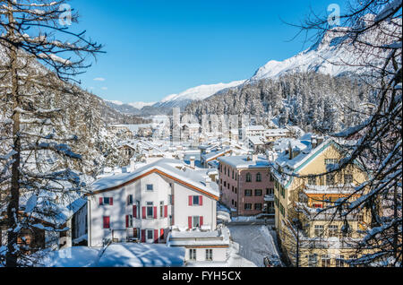 Winterlandschaft in Sils-Maria, Engadin, Schweiz Stockfoto
