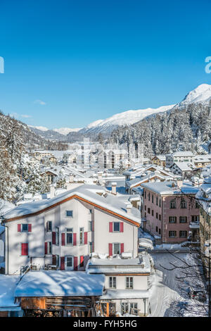 Winterlandschaft in Sils-Maria, Engadin, Schweiz Stockfoto