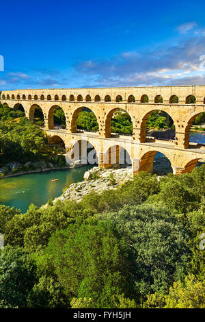 Bild von der alten Roman Aqueduct des Pont du Gard, der durchquert der Fluss Gardon in der Nähe von Vers-Pon-du-Gard, Frankreich. Teil des Stockfoto