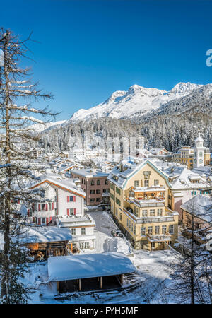 Winterlandschaft in Sils-Maria, Engadin, Schweiz Stockfoto