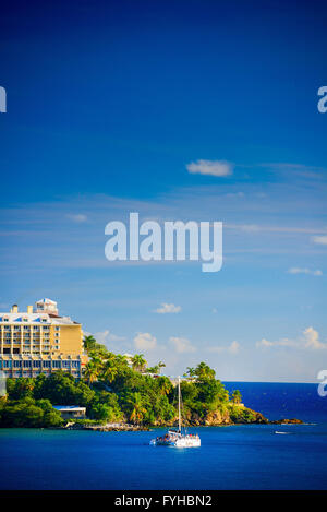 Sonnenuntergang in St. Thomas von Carnival Cruise Line Schiff Marriott Beach Resort Stockfoto