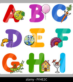 Bildung Cartoon Alphabet Buchstaben für Kinder Stockfoto