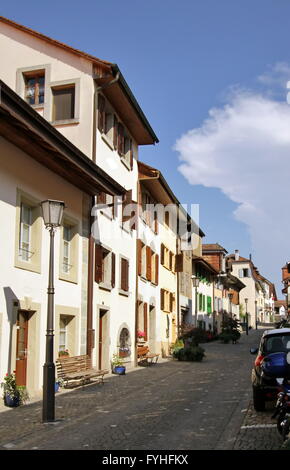 Straße in der Altstadt, Estavayer-le-Lac, Schweiz Stockfoto