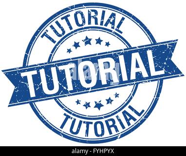 Tutorial Grunge retro blau isolierte Band Stempel Stock Vektor