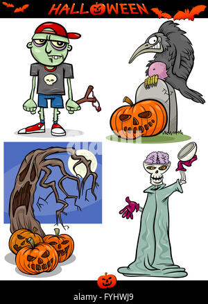 Halloween Cartoon gruseligen Themen-Set Stockfoto