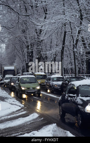 Stau im winter Stockfoto