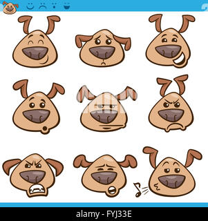 Hund-Emoticons cartoon Illustration Satz Stockfoto