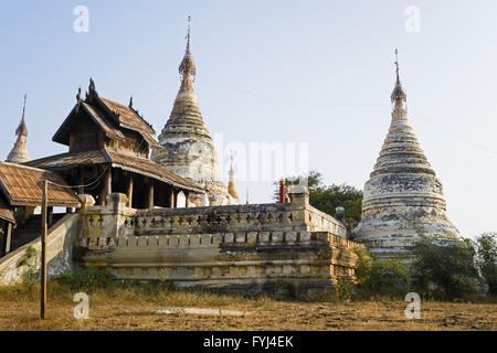 Minochantha Stupa Gruppe, Alt Bagan, Myanmar, Asien Stockfoto