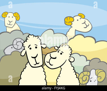 Herde der Schafe Cartoon illustration Stockfoto