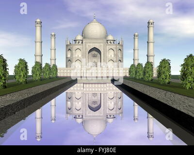 Taj Mahal-Mausoleum, Agra, Indien - 3D render Stockfoto