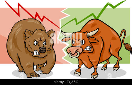 Bären und Bullen-Markt-cartoon Stockfoto
