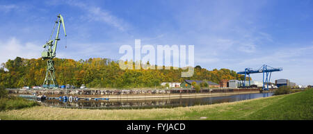 Hafen und ehemaliger Elbewerft Werft, Boizenburg Stockfoto