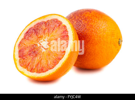 Halb und voll blutig rote Orangen Stockfoto