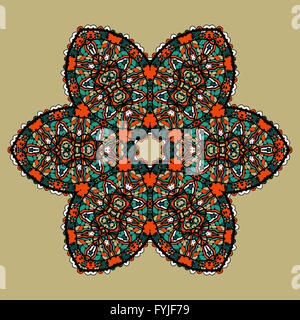 Stilisierte Mandla Blume. Kunst Vintage Deko-Elemente. Handgezeichnete tribal-Stil Yantra. Flayer Vorlage orientalischen Motiv. Stockfoto