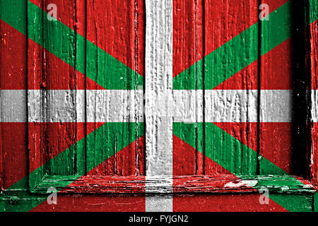 Flagge des Baskenlandes bemalt auf Holzrahmen Stockfoto