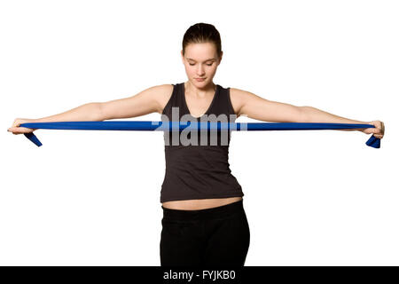 Junges Mädchen mit einem Widerstand Band Stockfoto