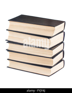 Schwarze Abdeckung Bücherstapel Stockfoto