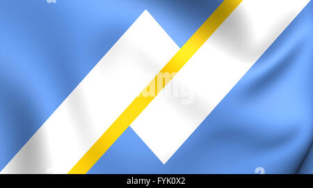 Flagge der Franco-Yukonnais. Hautnah. Stockfoto