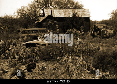 Oldtimer links in ein Feld, Arizona, um Samen zusammen mit all den Kaktus etc. verrotten. Stockfoto
