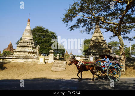 Pferdekutsche, Nyaung U, Bagan, Myanmar Stockfoto