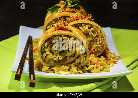 asiatische Curry-Reis-roll Stockfoto