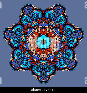 Stilisierte Mandala Blume. Runde ornamentales Muster. Vintage dekoratives Element. Hintergrundbild von Hand gezeichnet. Islam, Arabisch, ich Stockfoto