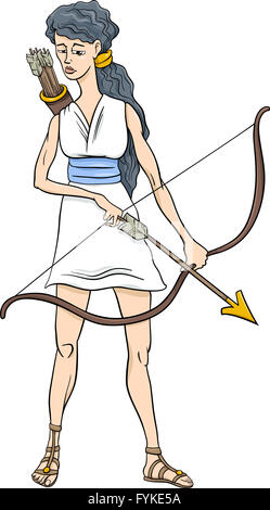 griechische Göttin Artemis Cartoon Stockfoto