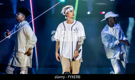 Auburn Hills, Michigan, USA. 25. April 2016. JUSTIN BIEBER durchführen auf seinen Zweck World Tour im Palace of Auburn Hills in Auburn Hills, Michigan am 25. April 2016 © Marc Nader/ZUMA Draht/Alamy Live News Stockfoto