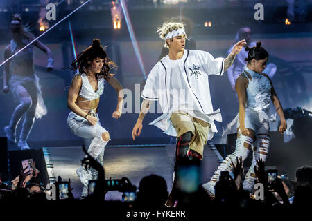 Auburn Hills, Michigan, USA. 25. April 2016. JUSTIN BIEBER durchführen auf seinen Zweck World Tour im Palace of Auburn Hills in Auburn Hills, Michigan am 25. April 2016 © Marc Nader/ZUMA Draht/Alamy Live News Stockfoto