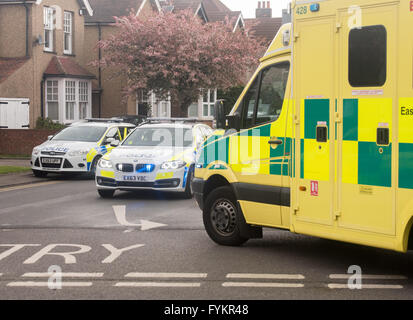 Brentwood, Essex, 27. April 2016, Essex Polizei und andere Rettungsdienste besuchen eine tödliche Straße Verkehrsbehinderung in Brentwood, Essex Credit: Ian Davidson/Alamy Live News Stockfoto