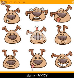 Hund-Emoticons cartoon Illustration Satz Stockfoto