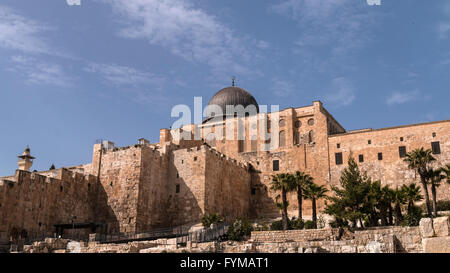 Al-Aqsa-Moschee auf dem Tempelberg, Innenstadt von Jerusalem, Israel (aus Süden) Stockfoto