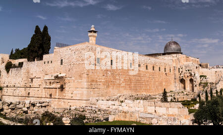 Al-Aqsa-Moschee auf dem Tempelberg, Innenstadt von Jerusalem, Israel (von Südwesten) Stockfoto